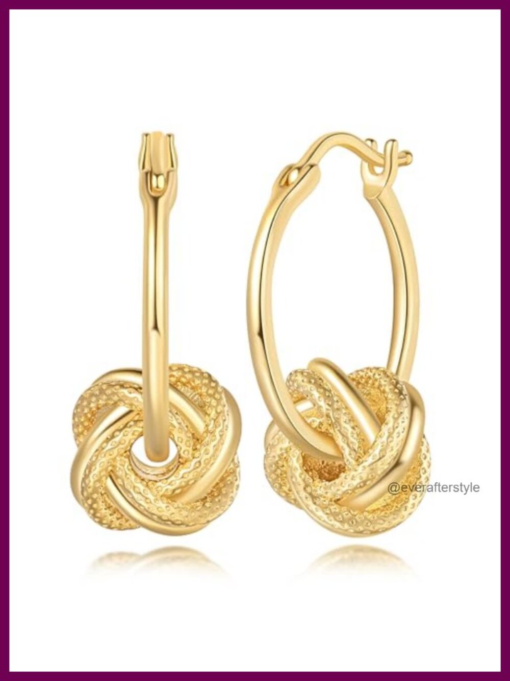 14K Gold Plated Rotating Flower Knot Hoop Earrings for Women